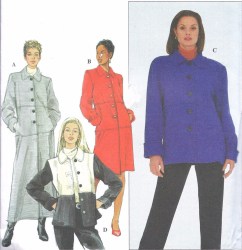 8395 LAPPED SEAMED BUTTON COLLAR COAT, JACKET PATTERN 12-16